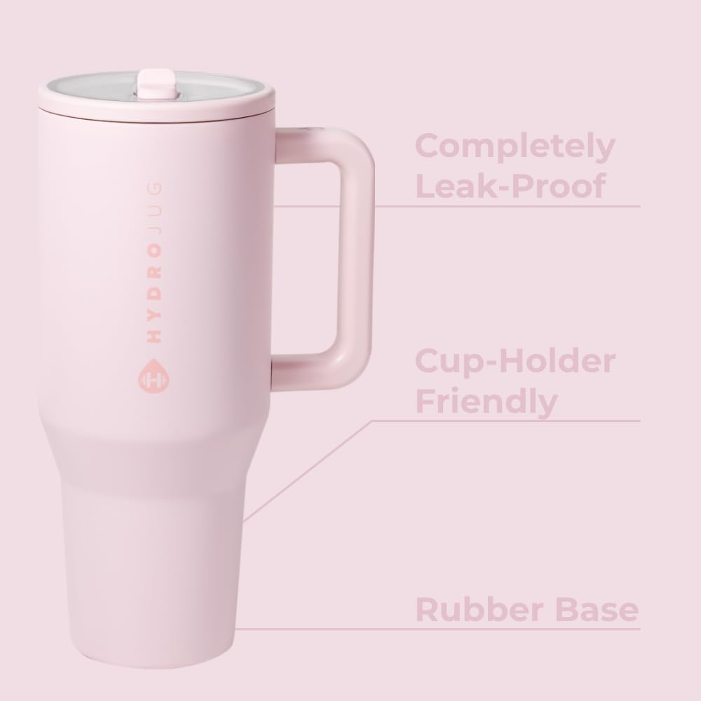 HydroJug Traveler leak-proof rubber base keeps bottles stable on slick surfaces.