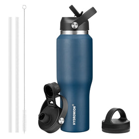 HYDROWION 32oz bottle slim outline fits cup holders for easy hydration on the go.