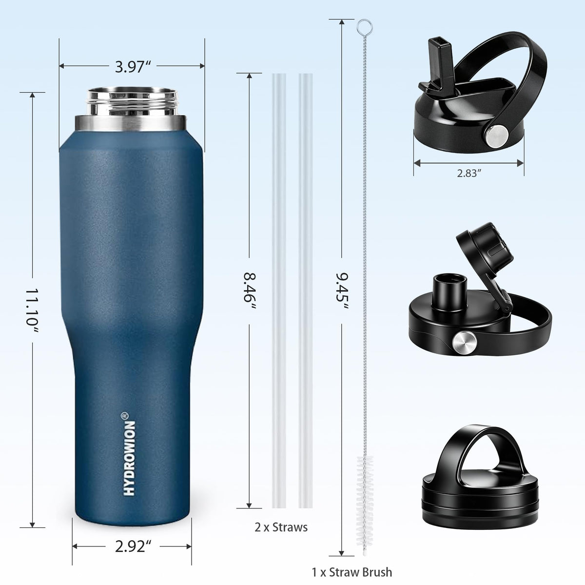 HYDROWION straw lid with dust-proof cover keeps the spout clean.