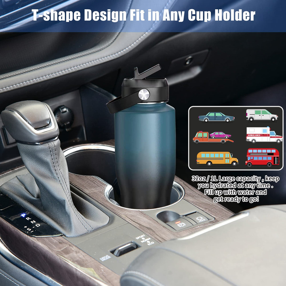 Powder-coated HYDROWION bottle provides secure grip in wet conditions.