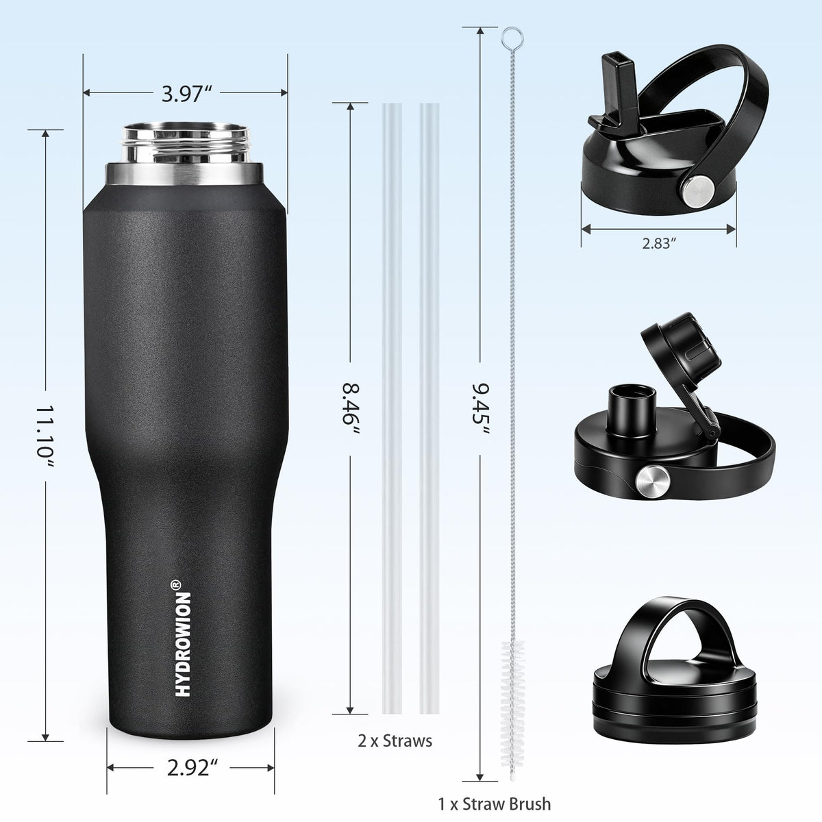 HYDROWION spout lid with flip cap for sipping hot beverages on the go.