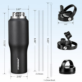 HYDROWION spout lid with flip cap for sipping hot beverages on the go.