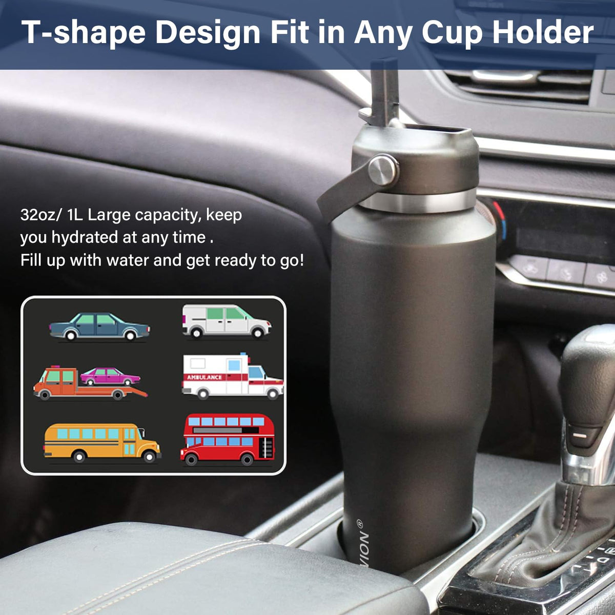 HYDROWION spout lid with flip cap for hot drinks on the go.
