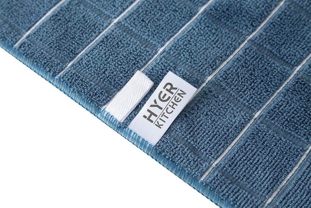 hyer kitchen lattice blue towels stay lint-free during kitchen cleanup.