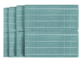 HYER KITCHEN dish towels soft lake blue 8-pack close-up, plush and gentle on dishes.