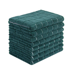 HYER KITCHEN microfiber dish towels eight-pack lattice green, highly absorbent and reusable.