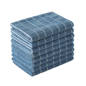 hyer kitchen microfiber dish towels with lattice blue design for high absorbency.