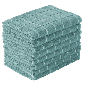 HYER KITCHEN microfiber dish towels lattice lake blue 8-pack, highly absorbent for quick drying.