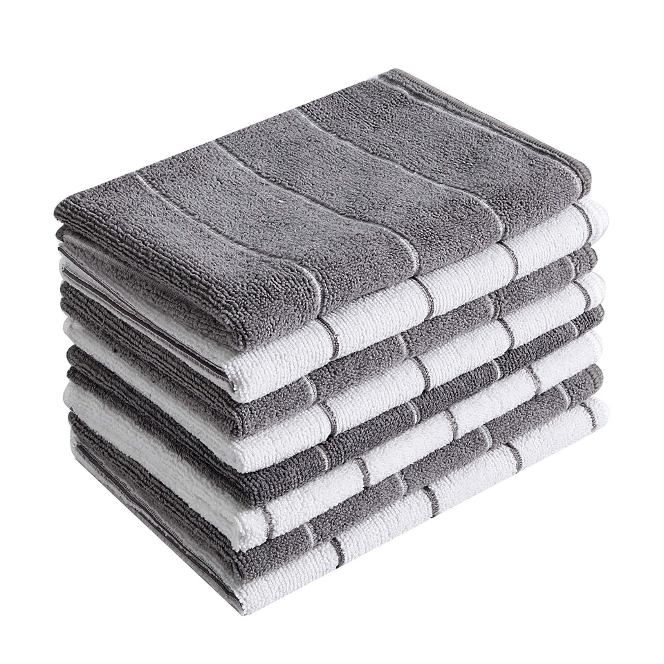 HYER KITCHEN microfiber towel 26x18 inches stripe grey-white for quick drying