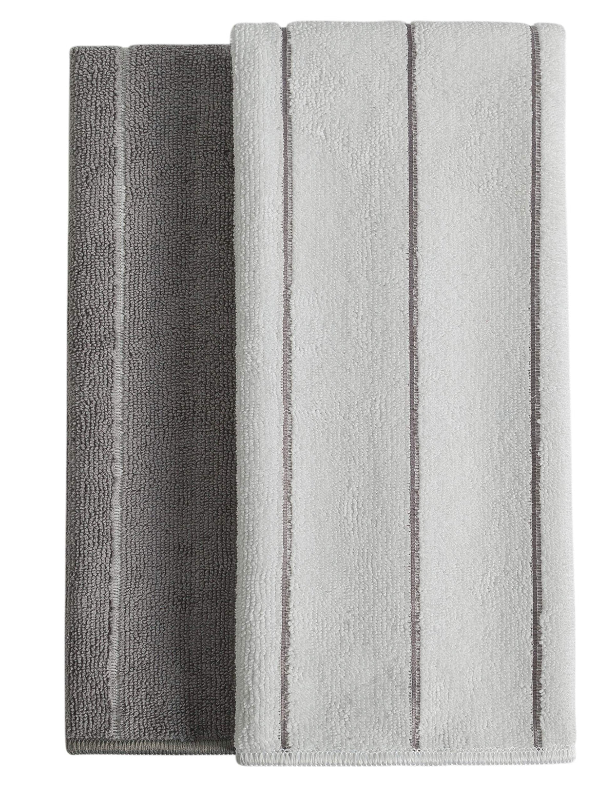 HYER KITCHEN stripe grey-white microfiber towel showing oversized size for dishes