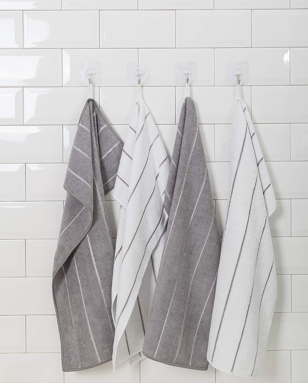 HYER KITCHEN microfiber towel in stripe grey-white used on counters