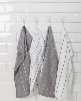 HYER KITCHEN microfiber towel in stripe grey-white used on counters