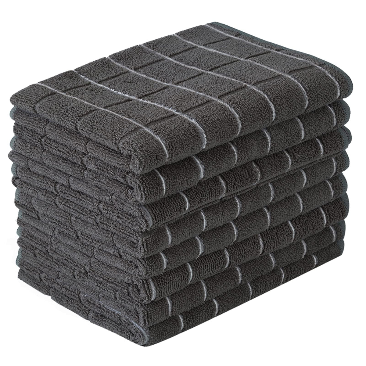 HYER KITCHEN microfiber towels 8 pack lattice black 26x18 inches for daily use