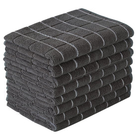 HYER KITCHEN microfiber towels 8 pack lattice black 26x18 inches for daily use