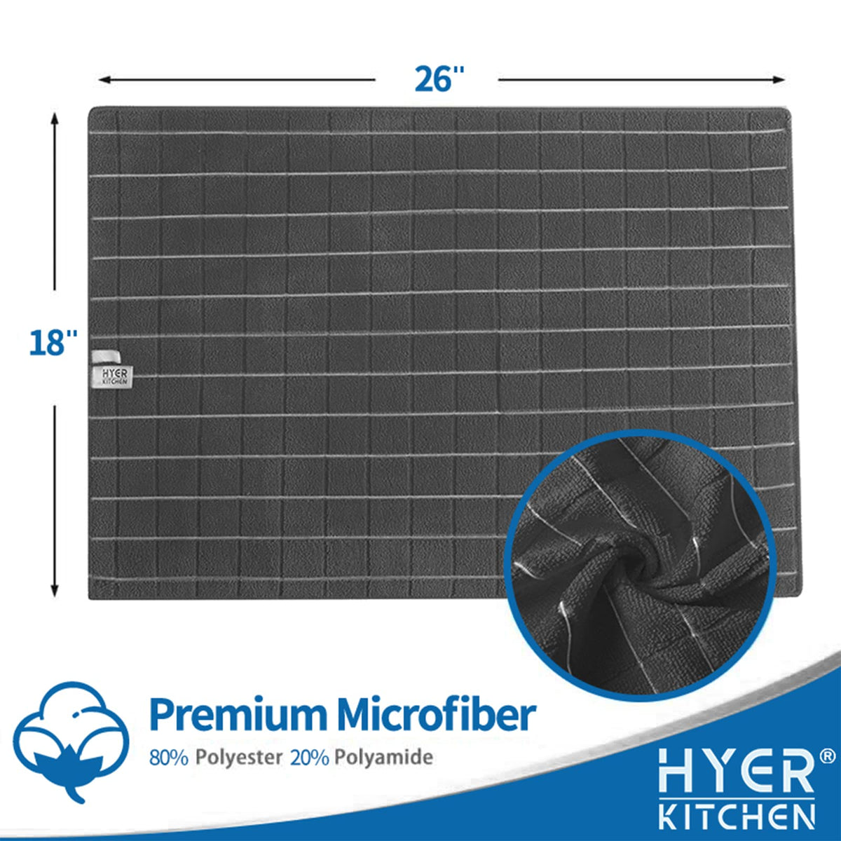 HYER KITCHEN soft plush microfiber towel for gentle drying
