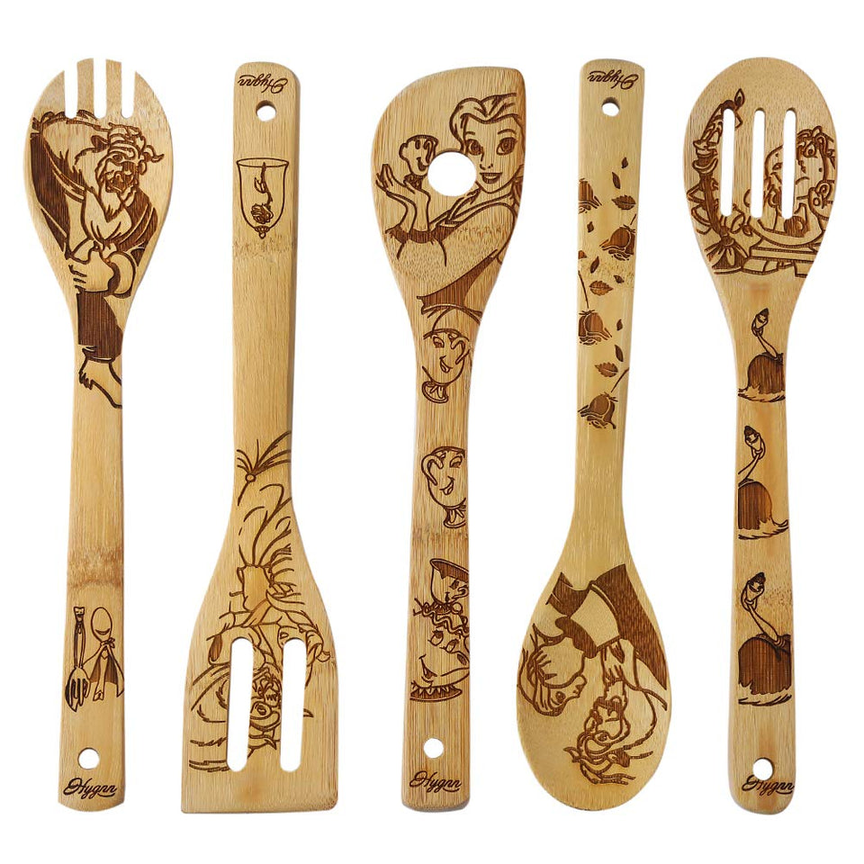 HYGNN solid spoon in burned wood for sturdy, non-scratch cooking.