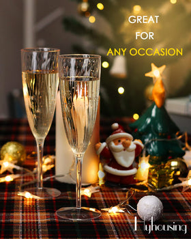 HyHousing stackable champagne flutes save cabinet space and speed setup.