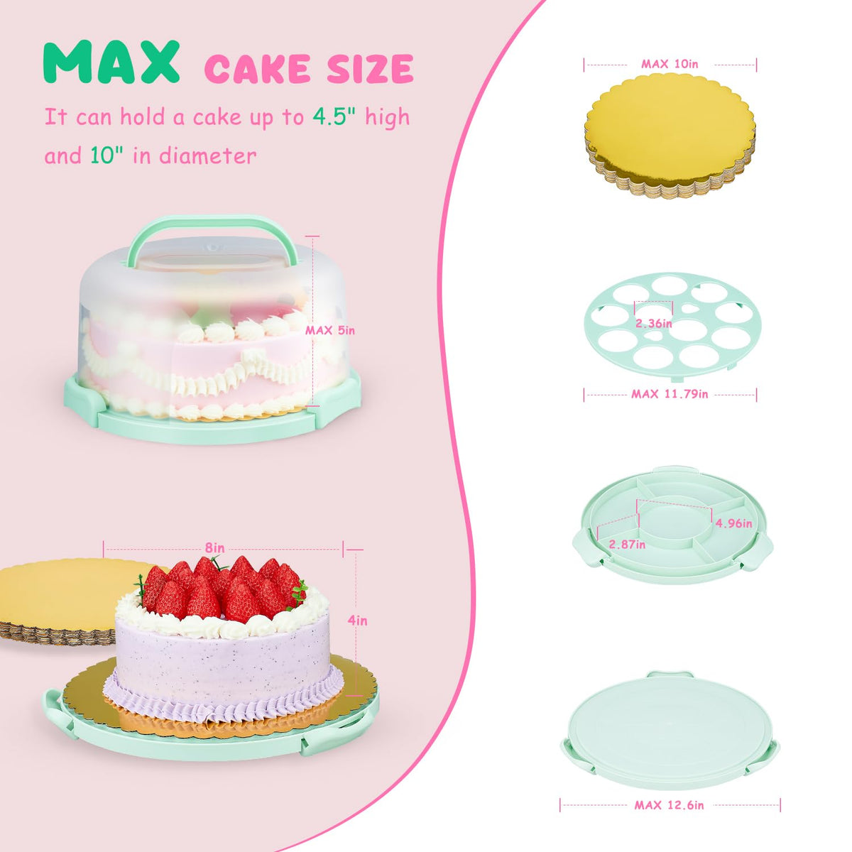 HYLCWTH cake carrier with lid open showing interior for safe cake placement