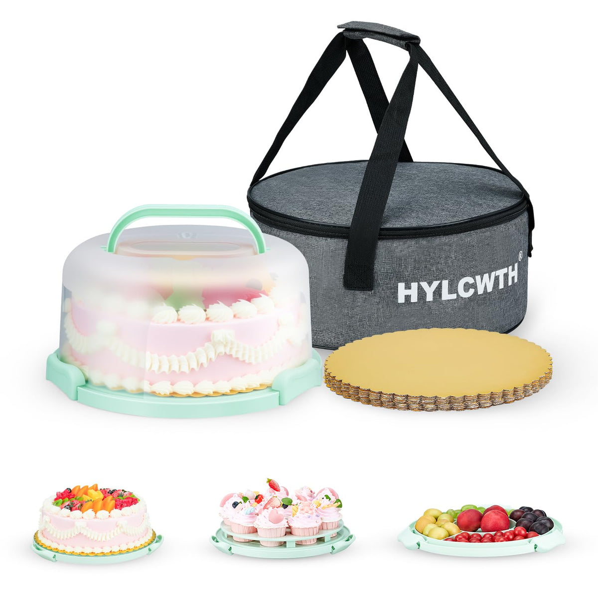 HYLCWTH cake carrier with lid for easy, secure transport of 10-inch cakes
