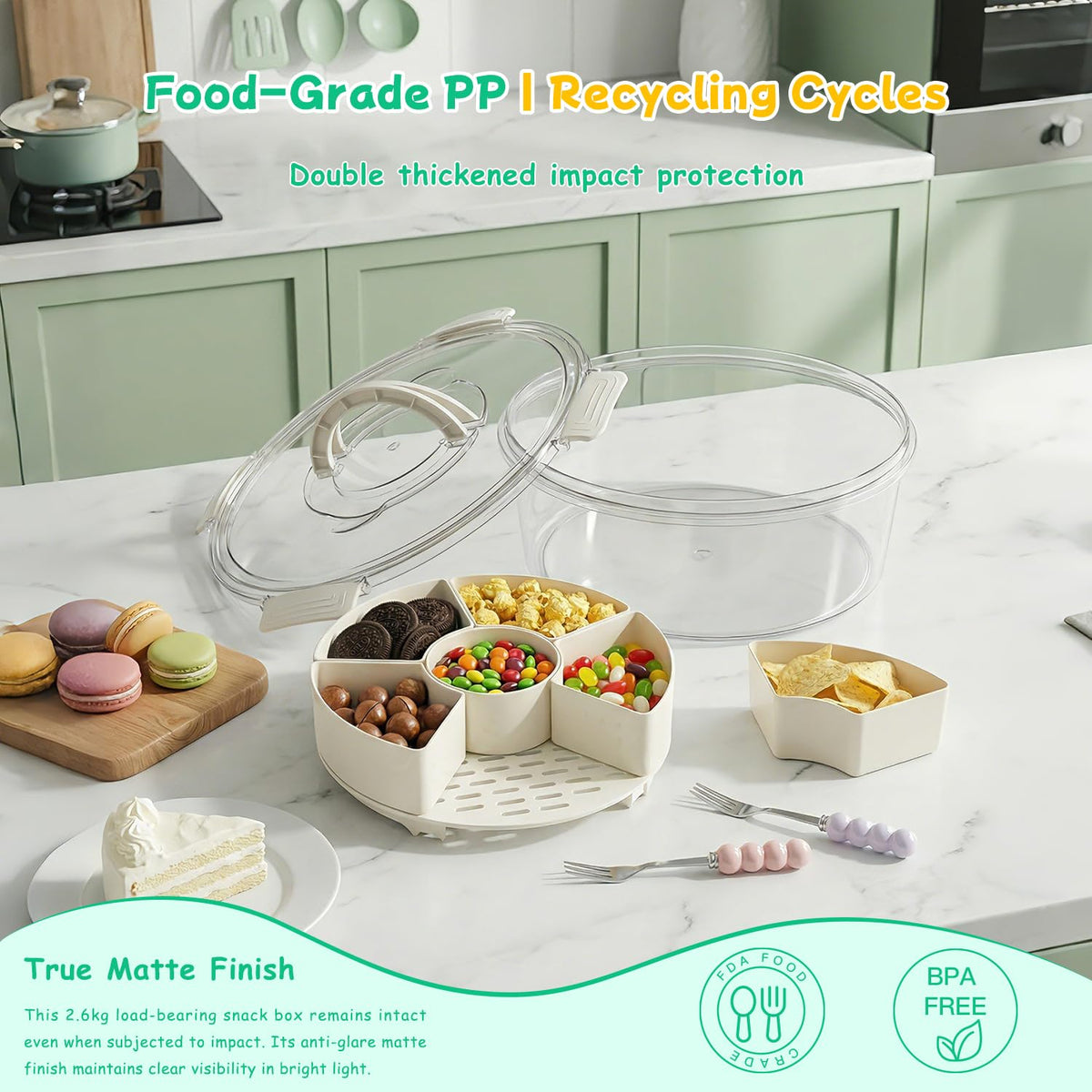HYLCWTH five ceramic-handle forks complete the portable meal set
