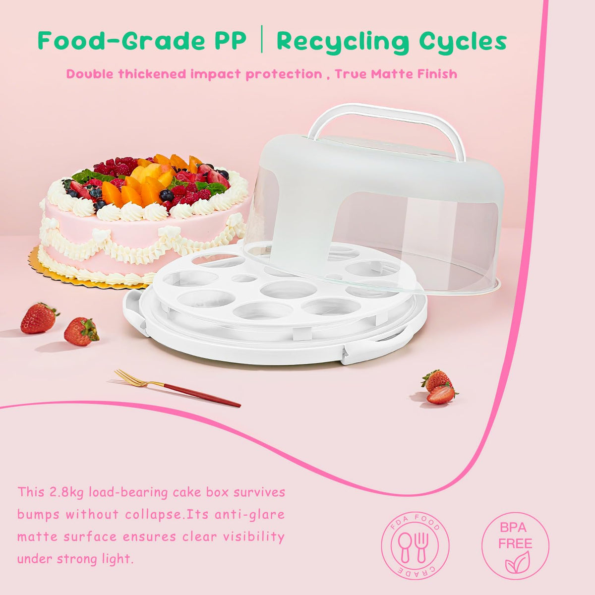 HYLCWTH non-slip base stabilizes cake during carry