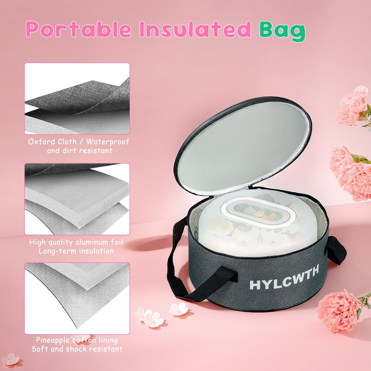 HYLCWTH three-snaps lid prevents spills during transport
