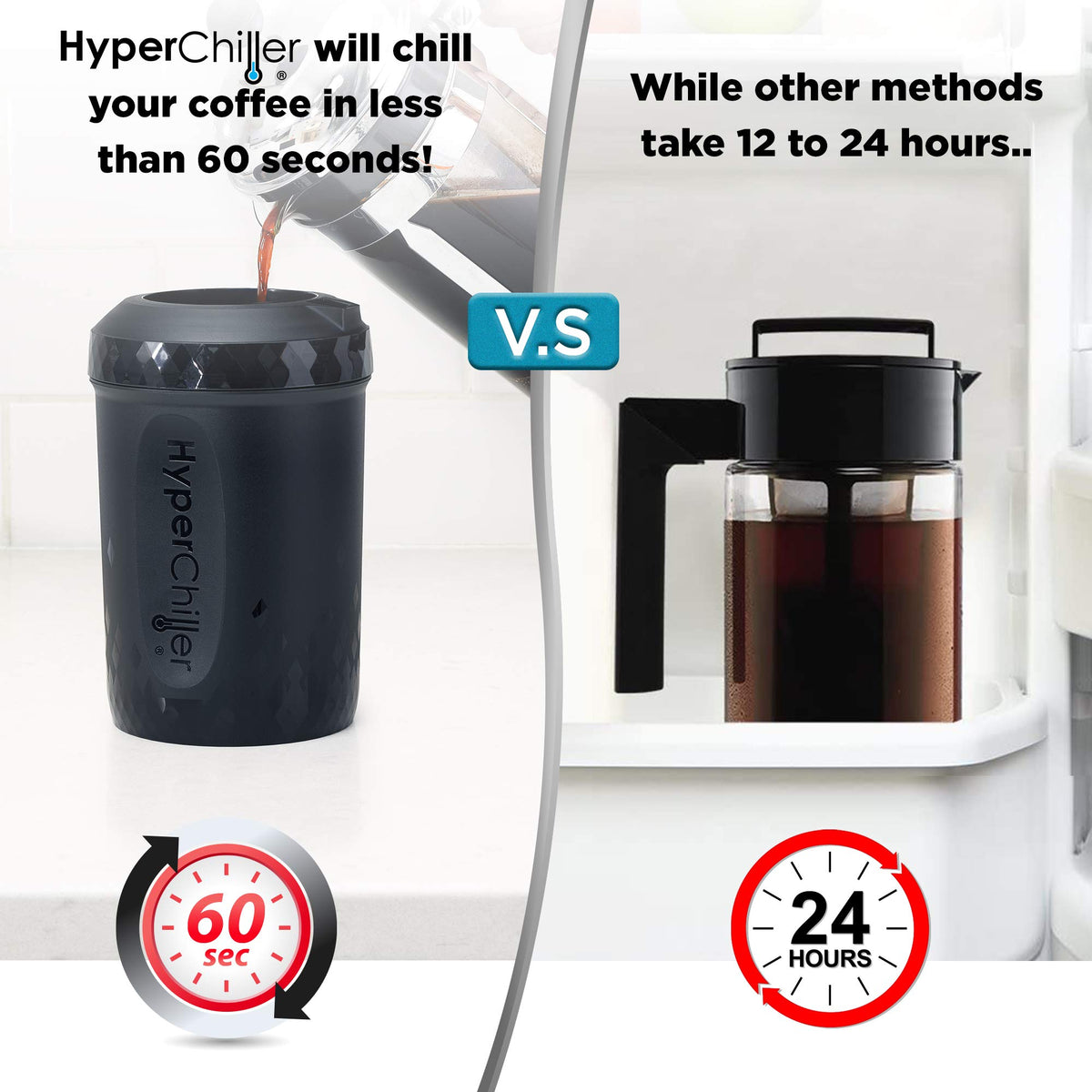 Freezer placement of HC3 enables fast cooling of coffee.