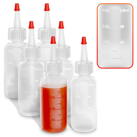 HYQO six-pack squeeze bottles set with 4 oz capacity for precise sauce dispensing.