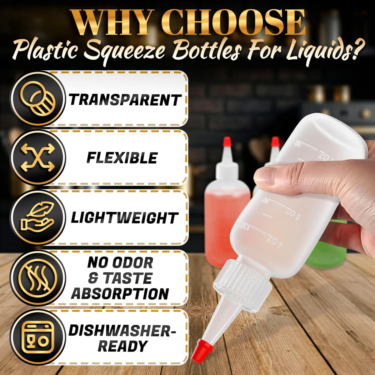 HYQO cuttable-tip demo shows adjustable flow for thicker sauces.