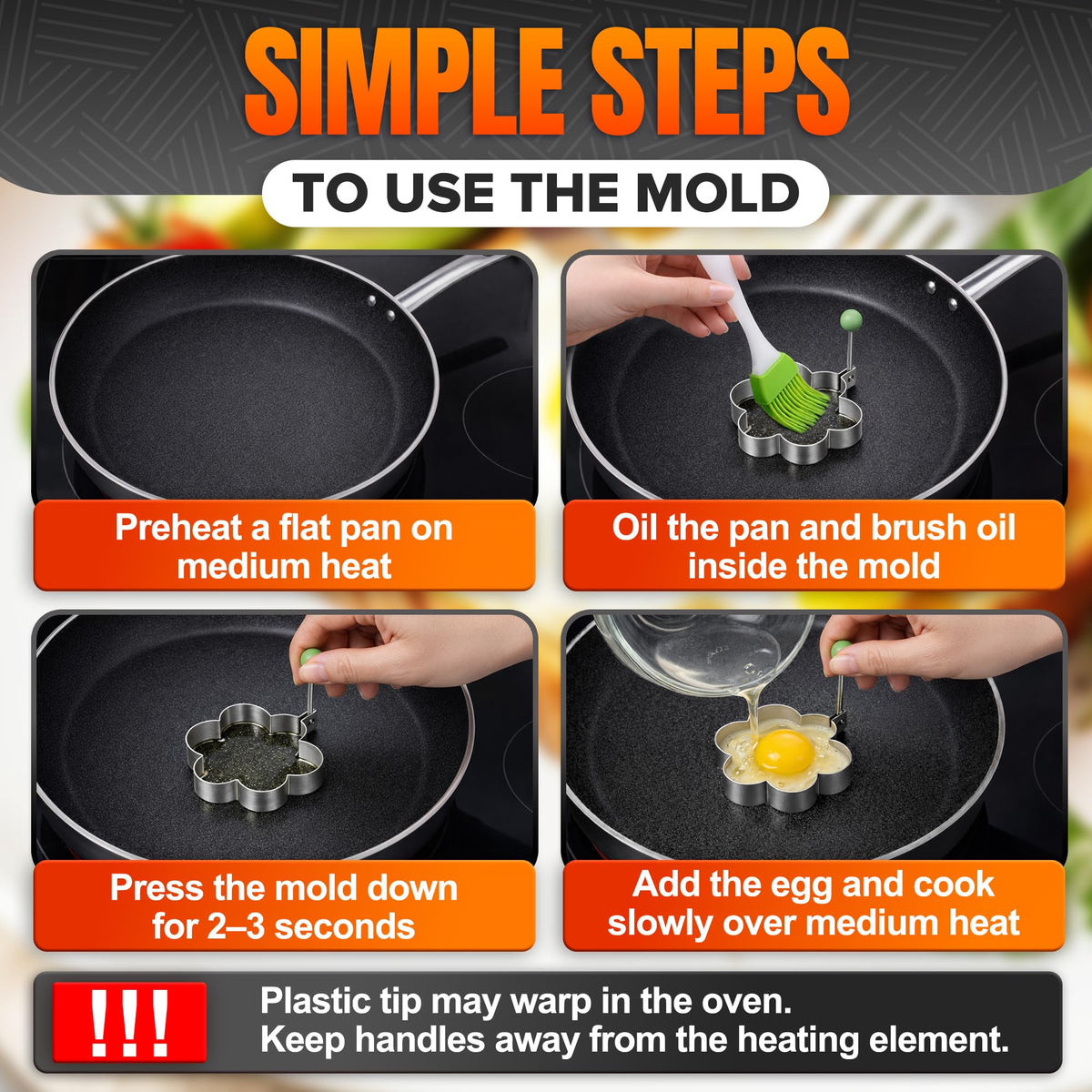 HYQO egg ring pancake mold for tidy breakfast sandwiches