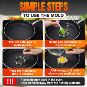 HYQO egg ring pancake mold for tidy breakfast sandwiches