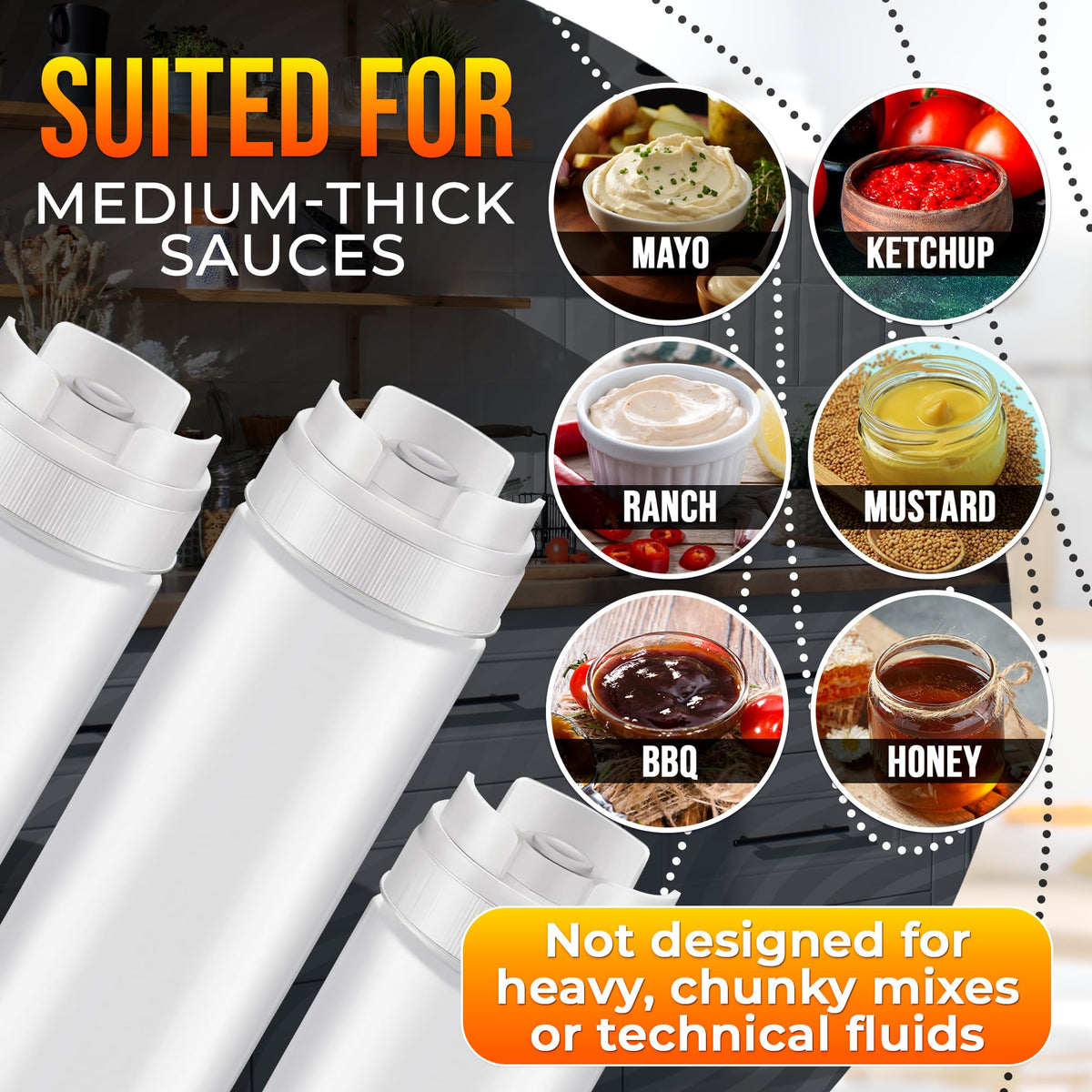 HYQO six bottles for multiple sauces, 16 oz capacity