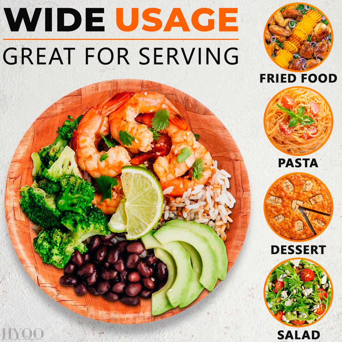 HYQO lightweight bowls ideal for salads and sides