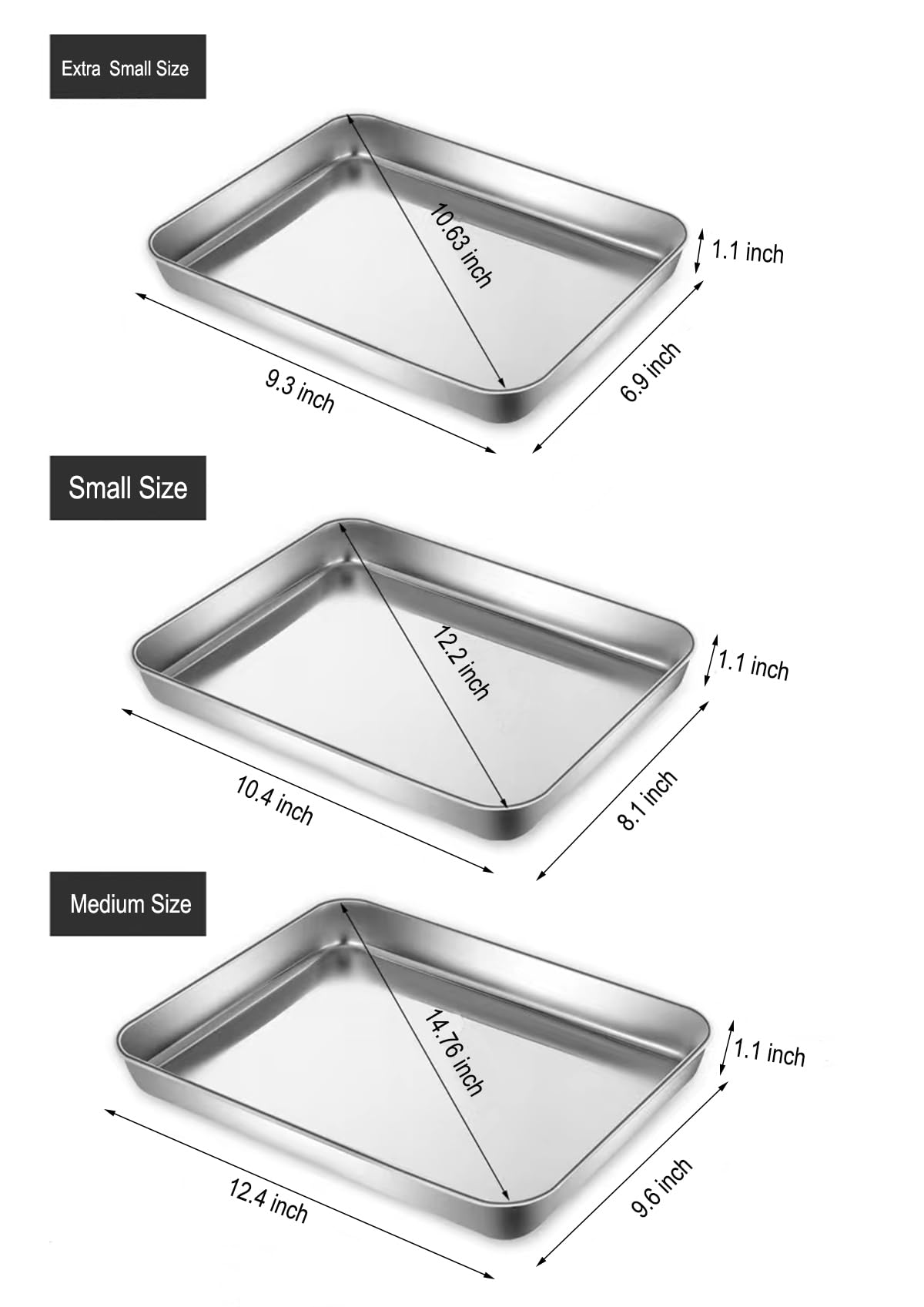 HYTK extra-small baking sheet with dimension label shows small footprint