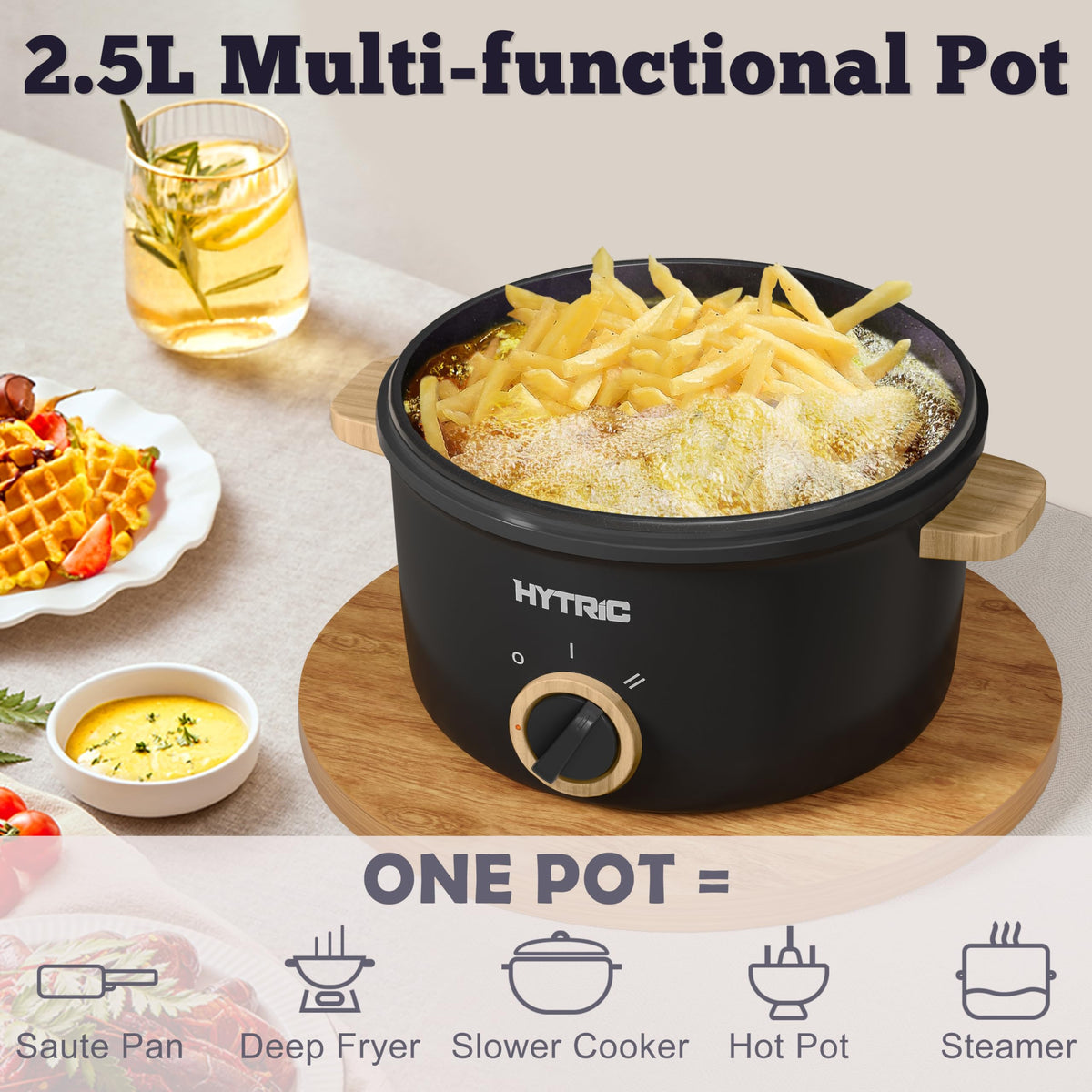 HYTRIC hot pot 2.5L portable cooker ideal for office meals and travel