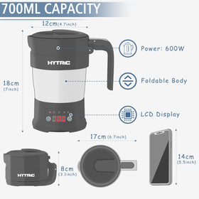 HYTRIC kettle with detachable cord for versatile storage and setup.