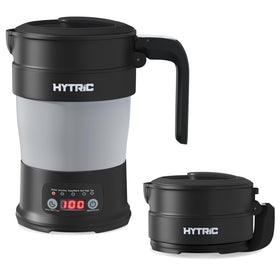 HYTRIC travel kettle folded compactly for backpacking, saving space on trips.