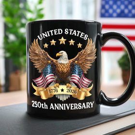 Hyturtle mug side view with eagle and flag for patriotic display