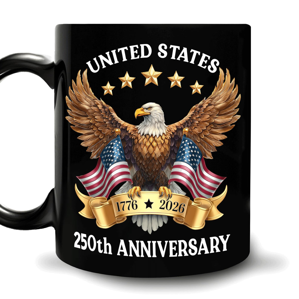 Hyturtle mug front design featuring 250th anniversary patriot motif for daily coffee