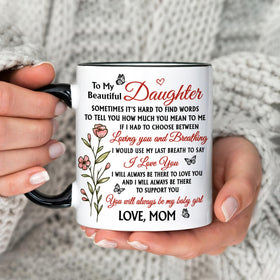 Hyturtle To My Daughter mug features an easy grip handle for comfortable sipping.