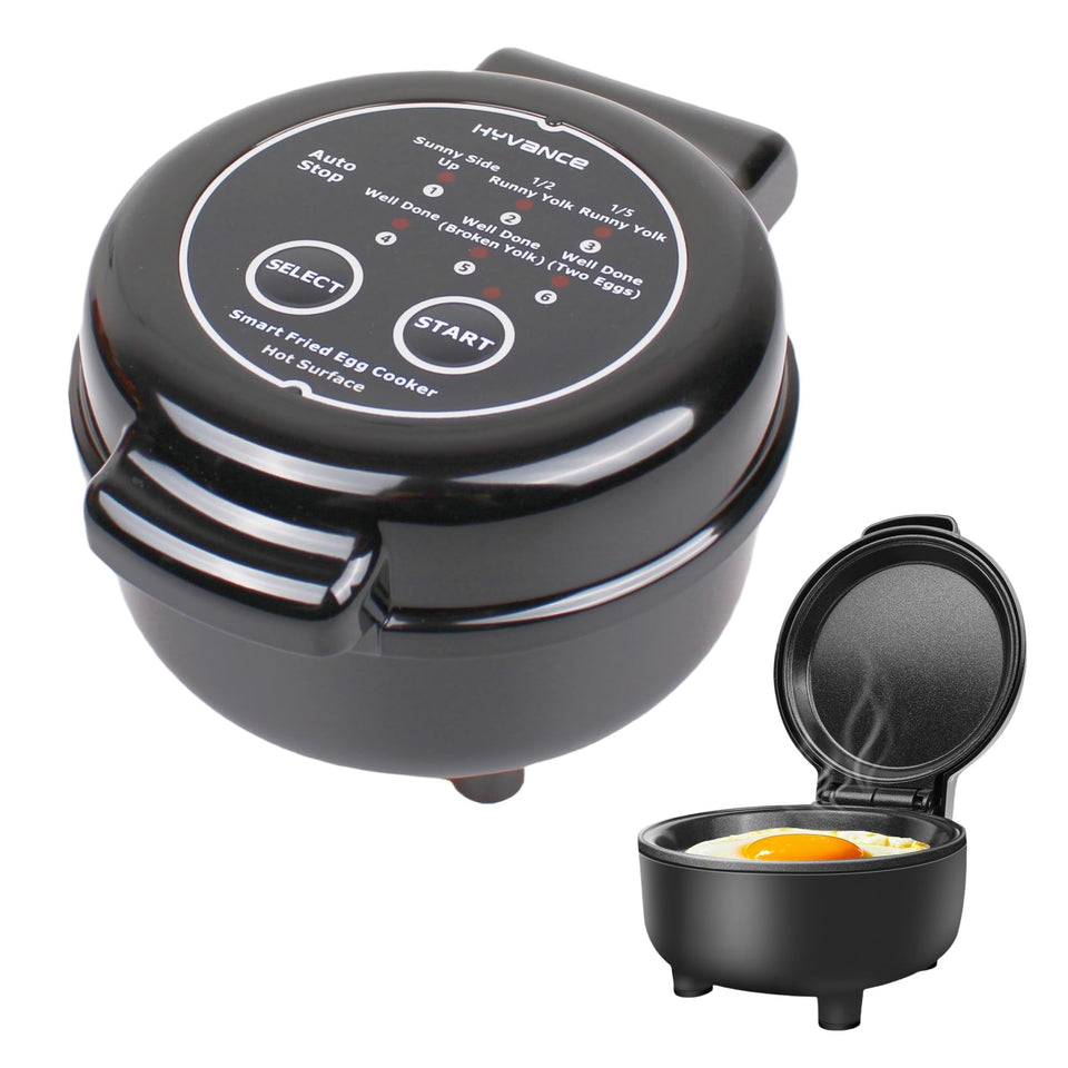 Hyvance Smart Fried Egg Cooker top view shows a compact, round design for quick breakfasts.