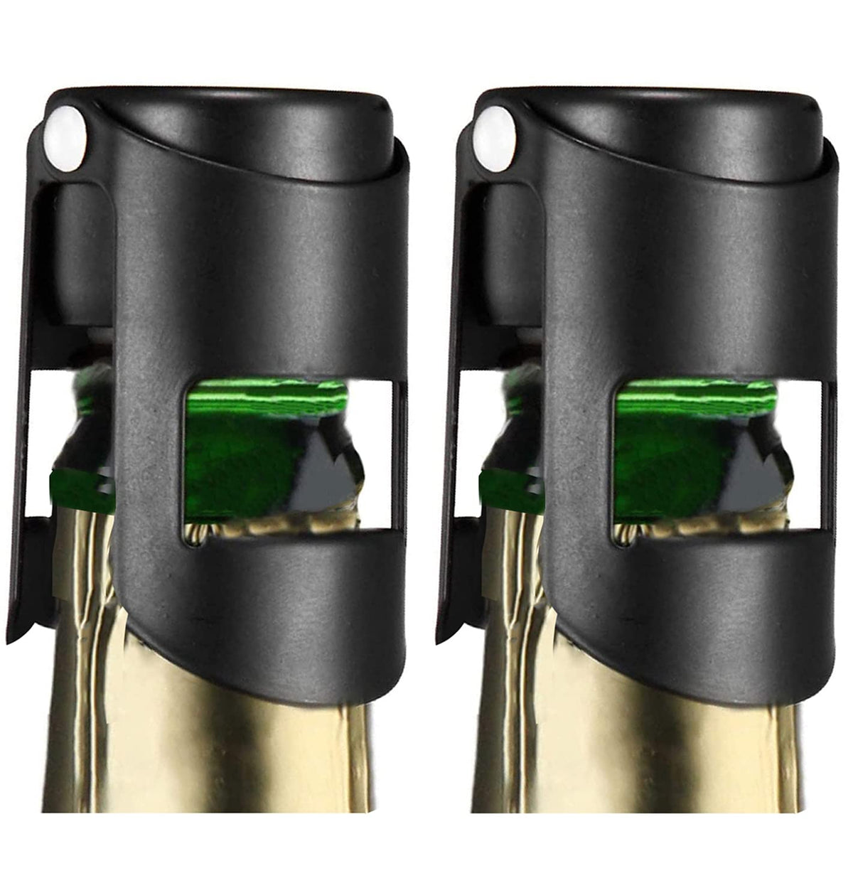 HYZ Champagne Stoppers 2-Pack sealing a bottle neck to preserve bubbles.