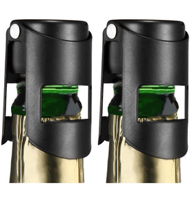 HYZ Champagne Stoppers 2-Pack sealing a bottle neck to preserve bubbles.
