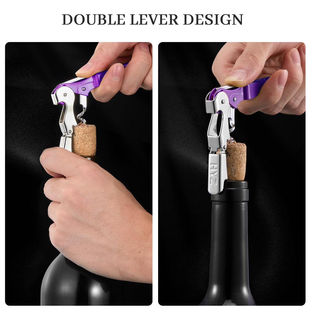 HYZ built-in foil cutter and bottle cap opener streamline bottle preparation.