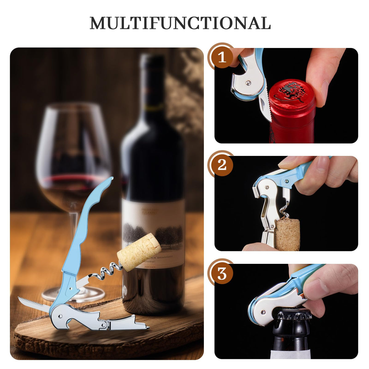HYZ thick stainless worm provides lasting cork removal.