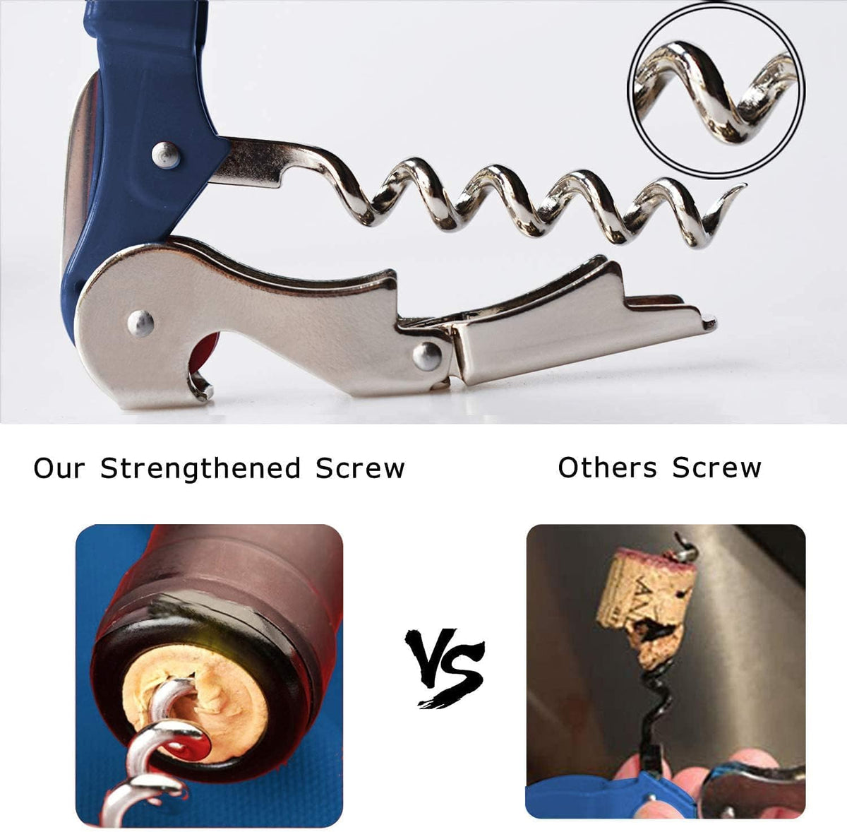HYZ wine opener double hinged design enables minimal cork resistance.