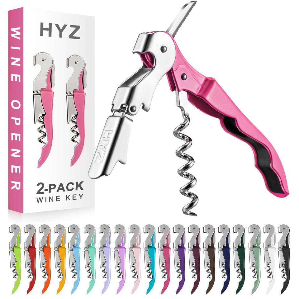 HYZ wine opener with foil cutter in rosy finish for quick wine prep.