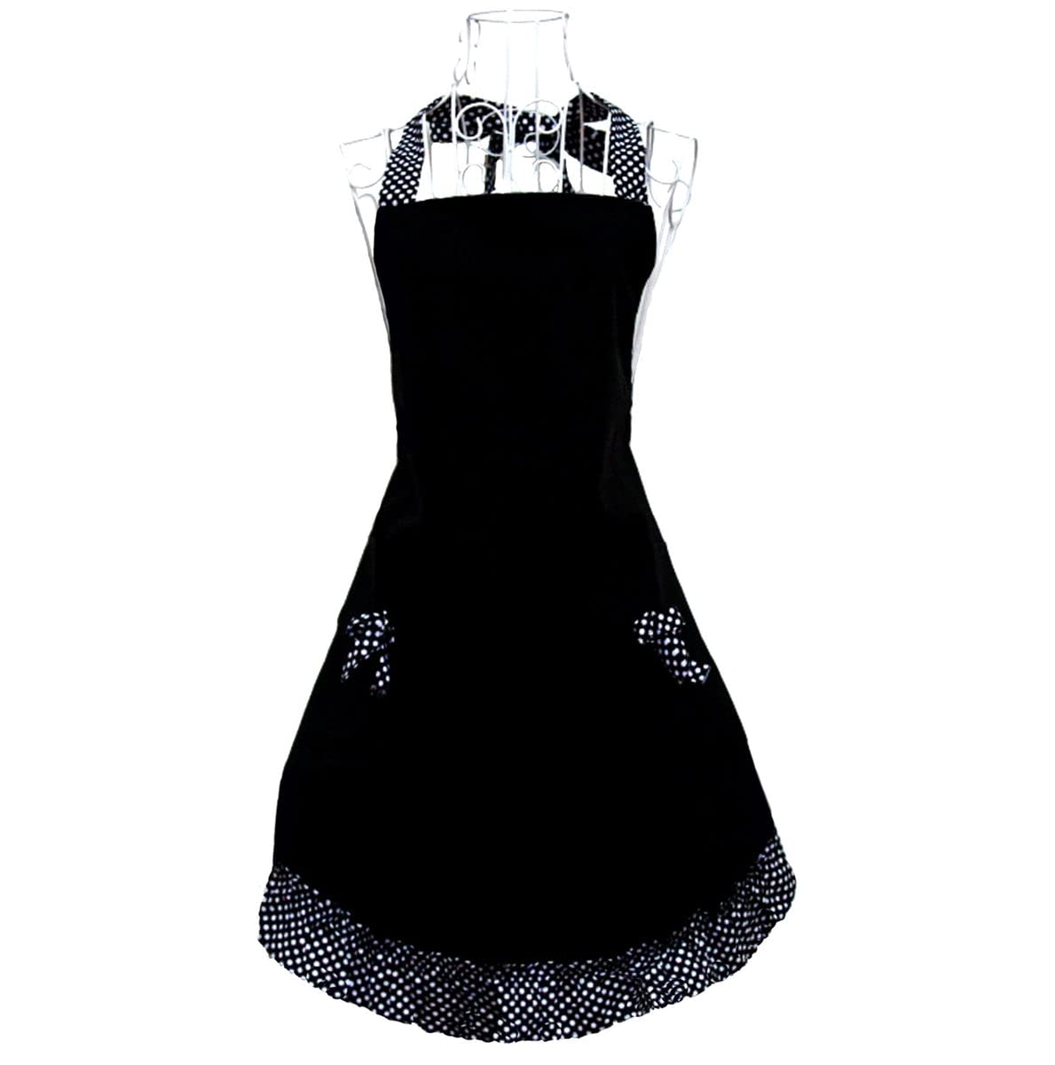 Hyzrz cute retro apron with pockets in black for practical kitchen organization.