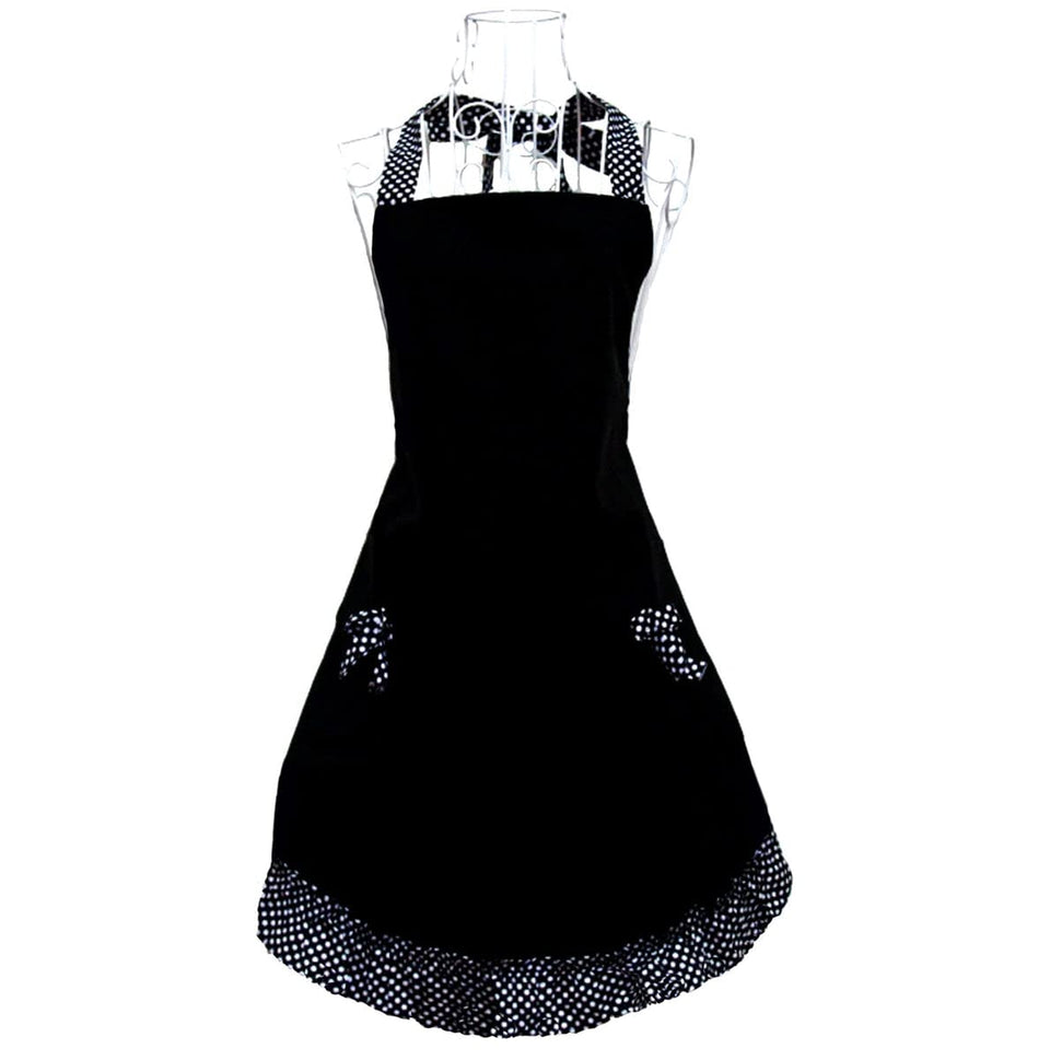Hyzrz cute retro apron with pockets in black for practical kitchen organization.