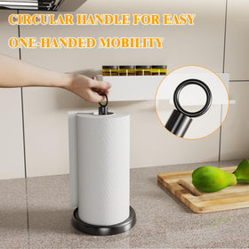 HZE weighted base with non-slip pad keeps towels steady during tearing.
